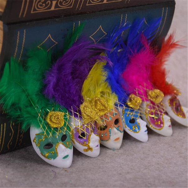 Popular Mini Venice Feather Mask Fridge Magnet Italy Souvenirs Ornament Home Decor Gift Package 6 Colors 12pcs/lot