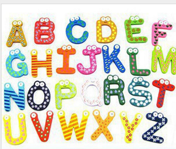 Words Fridge Magnets Children Kids Wooden Magnetic Sticker Cartoon Alphabet Education Learning Toys Home Decorations Free Shipping