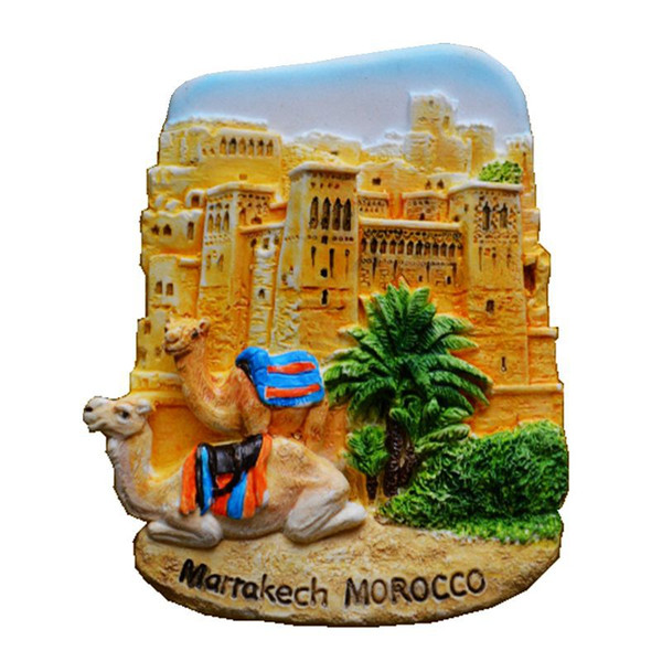 Marrakech Morocco Old City Wall Hand-Painted 3D Fridge Magnets World Travel Souvenirs Refrigerator Magnetic Stickers