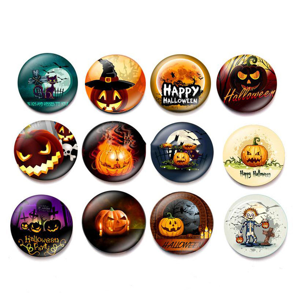 Round Cute Refrigerator Sticker 2017 Halloween Home Decoration Fridge Magnet Message Holder Cartoon Pumpkin Skull Sticker