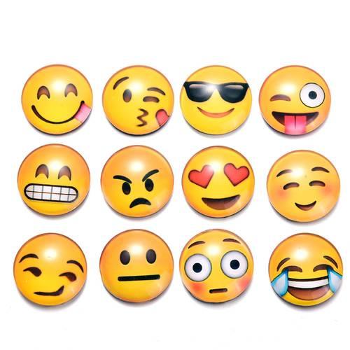 5 pcs/lot Fridge Magnets Emoji Pattern Dome Glass Refrigerator Magnets Cartoon Expression Glass Magnetic Stickers Christmas