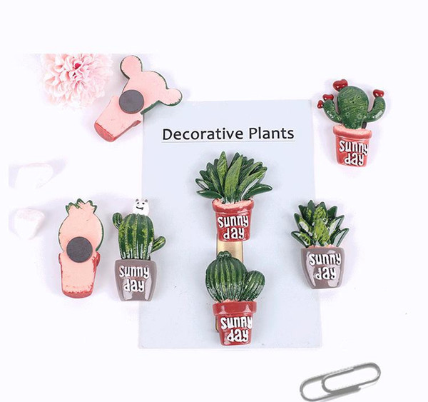 Cactus Plants Fridge Magnets Kawaii Decorative Sticker Refrigerator Magnet Magnetic Stickers Home Decoration 7 Designs FMR001-7