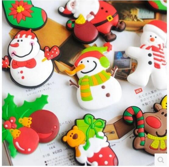 Christmas gifts Cartoon PVC Fridge Magnets Santa Claus Christmas socks snowman elk Christmas fridge more style