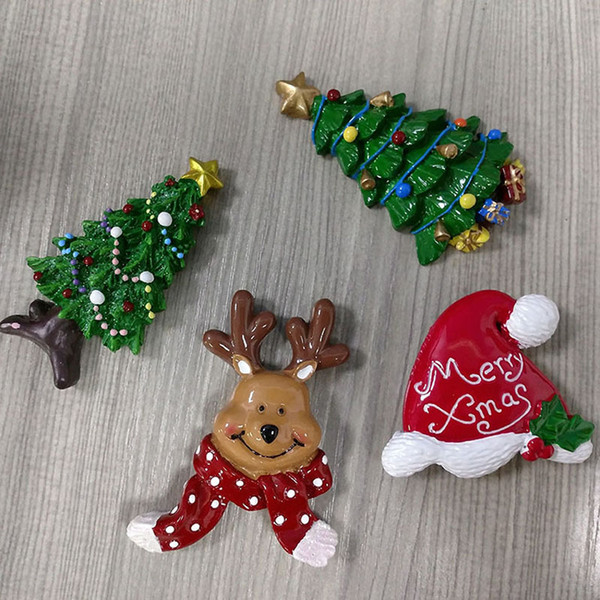 Resin Cartoon Christmas Tree Deer Fridge Magnets Refrigerator Magnetic Stickers Xmas Kids Gifts Home Decor QW8609