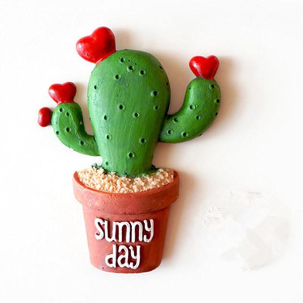 Free Shipping Hot New Succulent Cactus Fridge Magnet Plant Creative Resin Refridgerator lovely cactus three-dimensional magnetic stickers