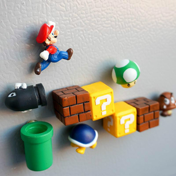 10 Pcs/lot Super Mario Resin Fridge Magnets for Kids Home Decor Ornaments Figurines Wall Fish Tank Postbox Toys Bedroom Decor Free shipping