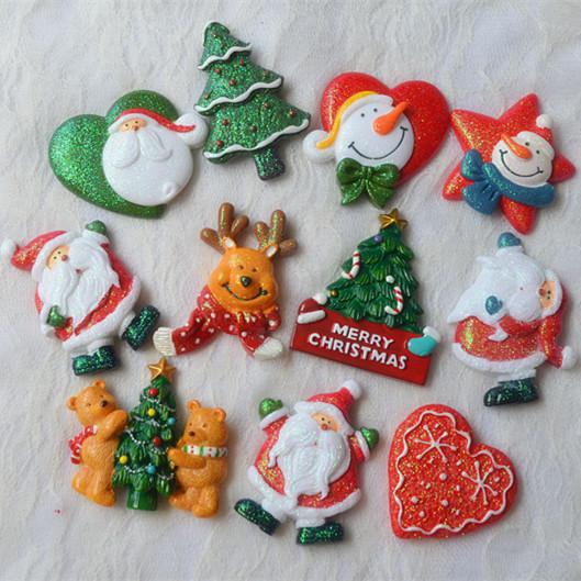 11pcs/lot Christmas Pattern Sticker Fridge Magnets Stickers 3d Home Living Room Bedroom Wall Sticker Santa Claus Christmas Tree Snowman Deer