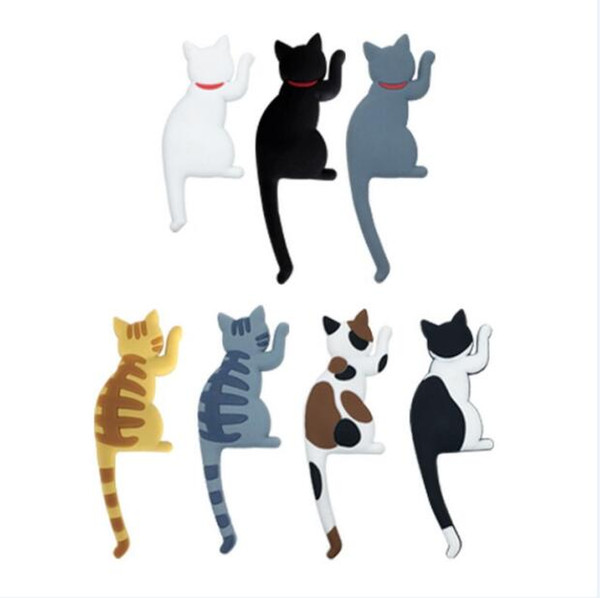 Wholesale Creative Hook Cute Cartoon Cat Fridges Magnetic Sticker Pothook Portable Household Fridge Magnets New Arrive