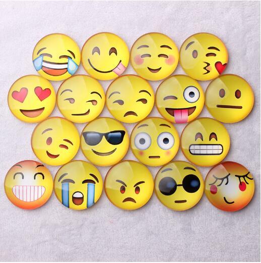 DHL Fridge Magnet Emoji Glass Dome Round Smile Face Expressions Fridge Magnet Message Holder Refrigerator Sticker 19 Styles Free Shipping