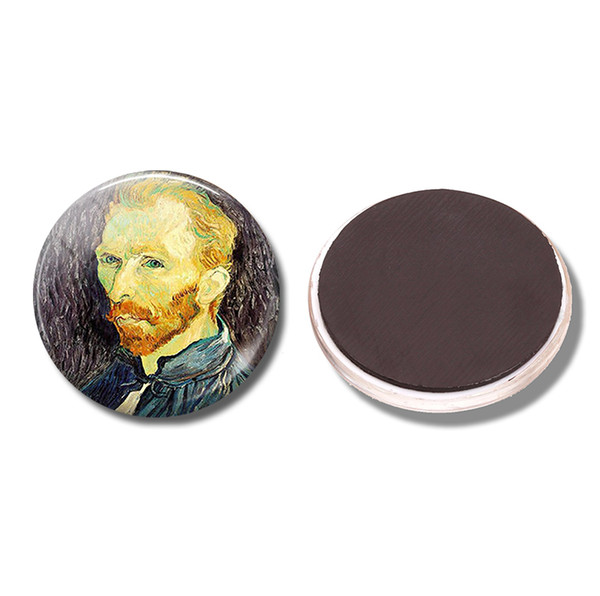 Van Gogh Self Portrait Refrigerator Magnets 30 MM Magnet Fridge Glass Magnetic Stickers for Fridge Home Decor Art Teacher Gift