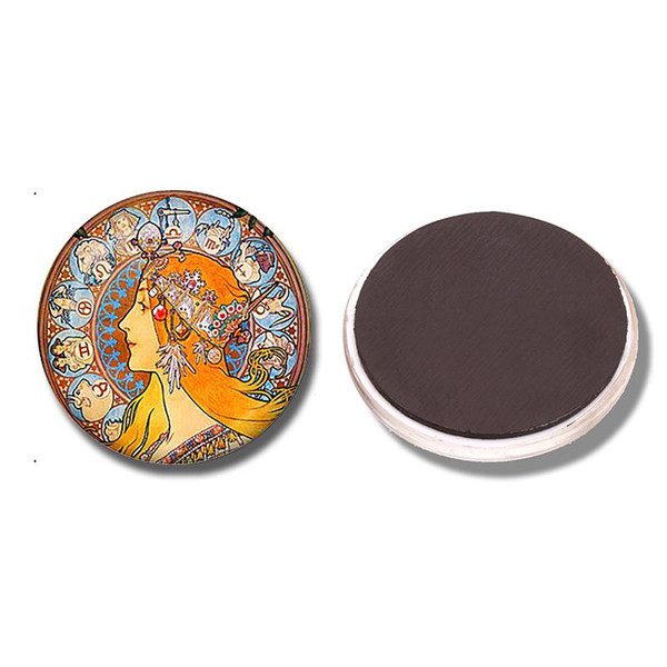 Zodiac Alphonse Mucha Art 30 MM Fridge Magnet Nouveau Glass Cabochon Magnetic Refrigerator Stickers Note Holder Home Decoration