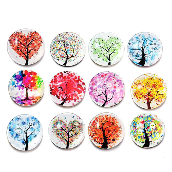 30mm Fridge Magnet Tree of Life Stickers Home Decor Kitchen Accessories Party Supplies Wedding Decorations Christmas Gifts 12pcs/lot