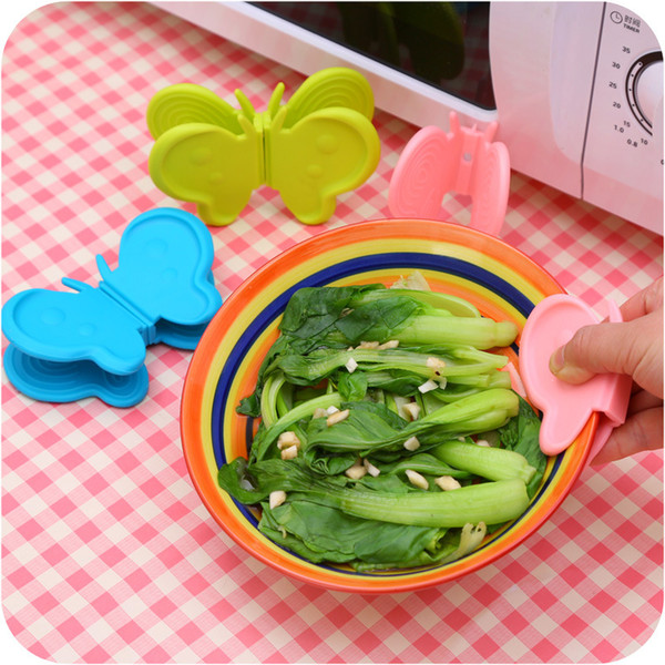 Butterfly Shape Silicone Pot Holder Heat Resisting Gloves Dish Tray Clip Kitchen Fridge Magnets