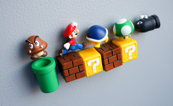 10pcs/set 3D Cute Super Mario Resin Fridge Magnets Home Decoration Refrigerator Magnets Ornaments Figurines Wall Marios Bullets Bricks