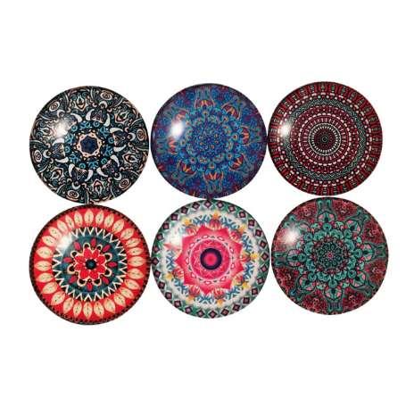 Multicolor 6 Style Mandala 30mm Fridge Magnet Refrigerator Sticker Christmas Home Decoration Message Holder Glass Cabochon Round