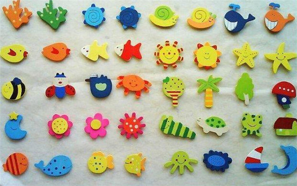 1800pcs/lot Home Decorations Lovely different cartoon Animal Wooden Fridge Magnet fridge stickers free shipping DT12