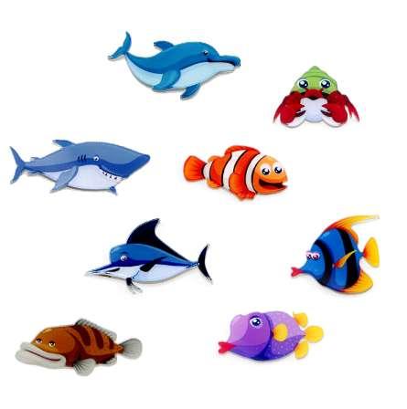 Fashion Home Decor Creative Cute Cartoon Animal Fridge Magnets Fish pattern high quality Acrylic Refrigerator Sticker wholesale