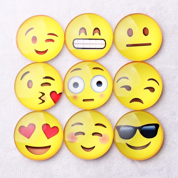 Emoji Refrigerator Magnets Fridge Magnet 20 pcs a lot Dome Glass Cartoon Expression Glass Cabochon Magnetic Stickers Multi Style Home Supply