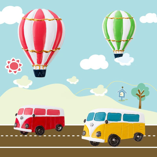 Large Country Retro Stereo Resin Creative Cartoon Bus Hot Air Balloon Magnetic Sticker Magnet Refrigerator Factory Directly