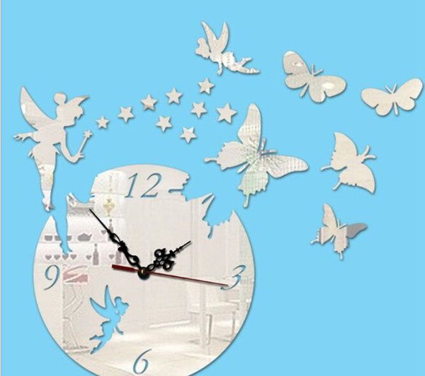 Creative DIY butterfly wall clock acrylic wall stick fashion living room wall clock 2019 free shipping