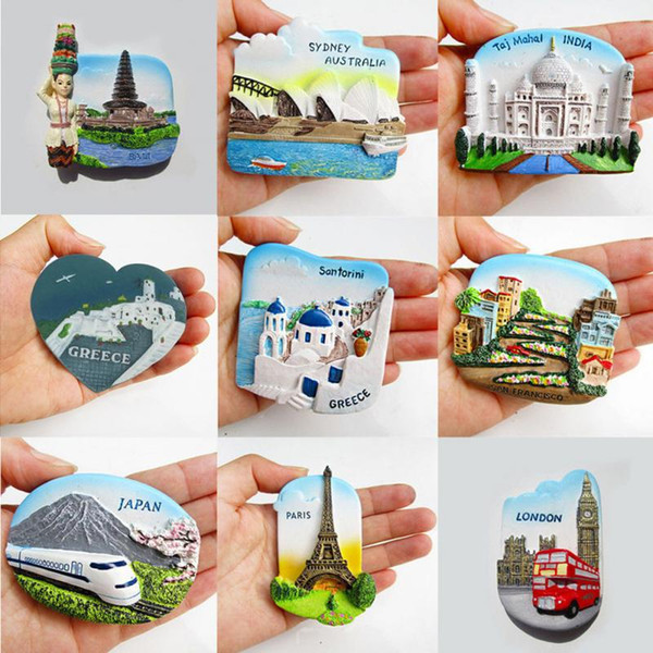 Resin 3D Fridge Magnet San Francisco London Paris Japan Greece Sydney Bali Souvenir Landscape Fridge Magnet 9 Types