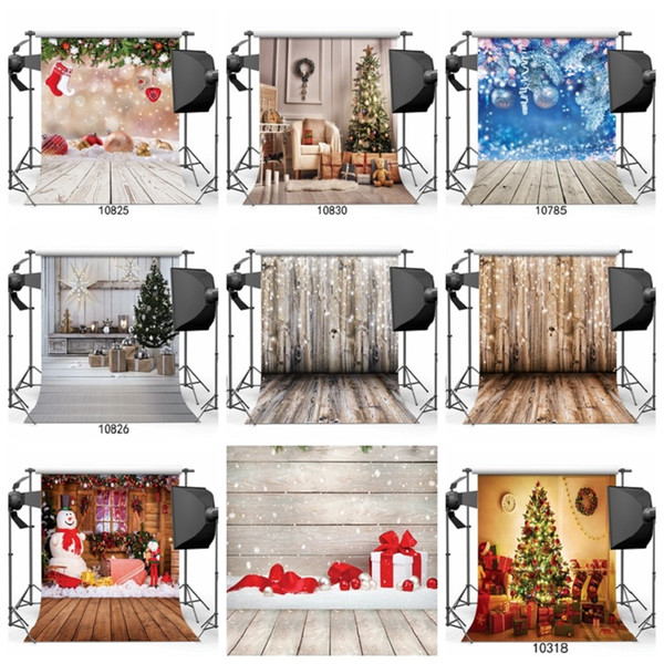 Christmas tree vinyl Wood Floor Photography Backdrop Studio Photo Props Background Home Decor Wallpapers for new year