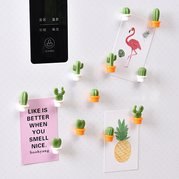 6PCs/Set Fridge Magnets Cute Cactus Succulent Plant Magnet Button Cactus Refrigerator Message Sticker Magn Home Decoration