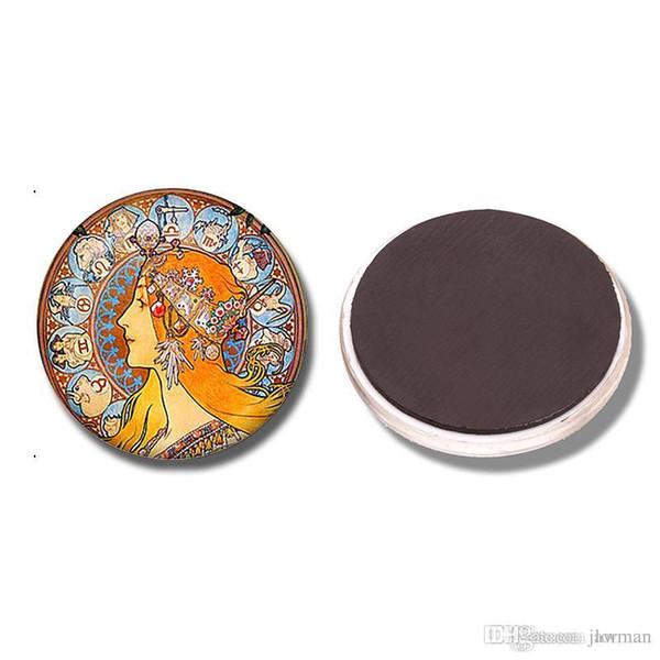 Zodiac Alphonse Mucha Art 30 MM Fridge Magnet Nouveau Glass Cabochon Magnetic Refrigerator Stickers Note Holder Home Decoration