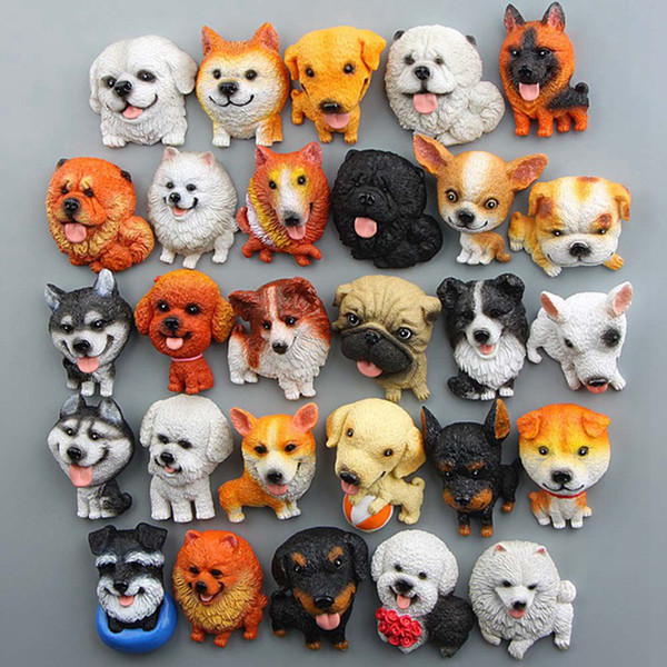 1Pcs/set Cartoon Cute Mini Husky Bulldog Fridge Magnet Kid Early Education Dog Magnetic Stickers For Fridge Resin Figure Sticker