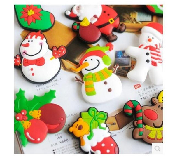 Cartoon PVC Fridge Magnets Santa Claus Christmas Socks Snowman Elk Christmas Fridge More Style Christmas Gifts Decorations