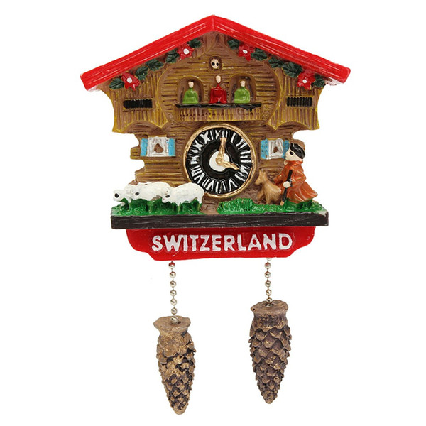 Handmade 3D Resin Cuckoo Clock High Quality Travel Souvenirs Creative Refrigerator Magnetic Stickers Home Decoration Switzerland