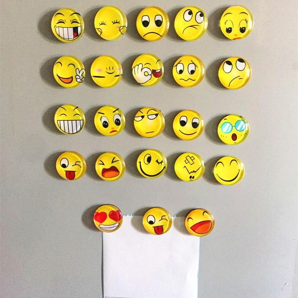 29 Style Newest QQ Expression Emoji Fridge Magnet 2019 Cute Cartoon Fashion Crystal Glass Fridge Magnets Funny Refrigerator Toy