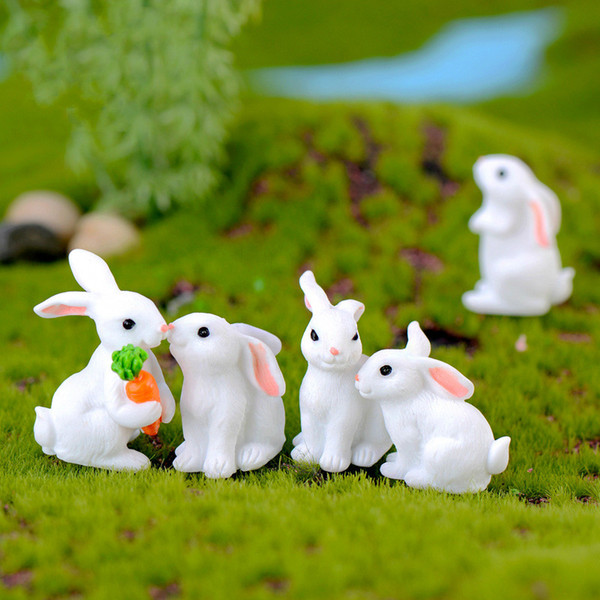 8 Styles Easter Bunny White Rabbit Doll Ornament Gift Miniature Cartoon Animal Fairy Garden Decoration Moss Micro Landscape Accessory