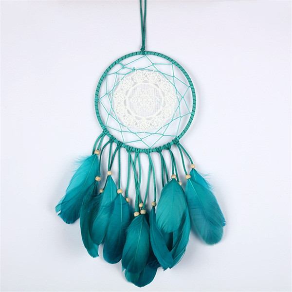 Dream Catcher Lace Hanging Ornaments Bead Black Green Feather Bedroom Wall Decoration Indian Style Fashion Creative Gift 13 5btD1