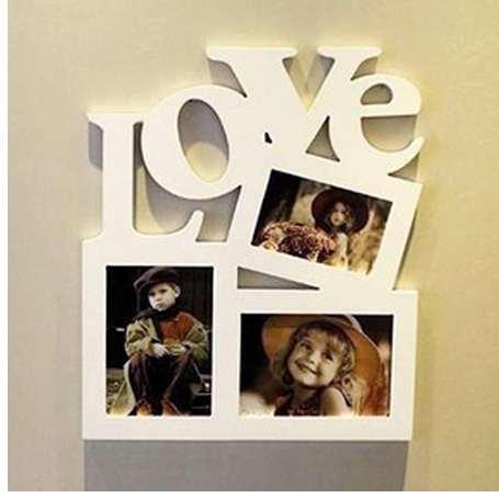 Wooden DIY Photo Frame Hollow Love Letter Family Photo Picture Holder Storage Home Decor Wall Decoration Kids Gift for Memory