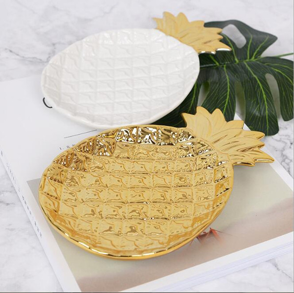 Nordic Decorative Plates Ceramic Pineapple Plate Jewelry plate Tray Fruit Food Saucer Storage Dish Snack Dessert Platter decor dishes