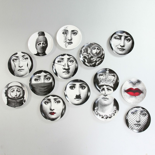 Fashion Artistic Woondecoratie Kerst Muur Platens 8 Inches Round Utenos Fornasetti Platen Red Lips Pattern Hanging Plate Exquisite 20zl BB