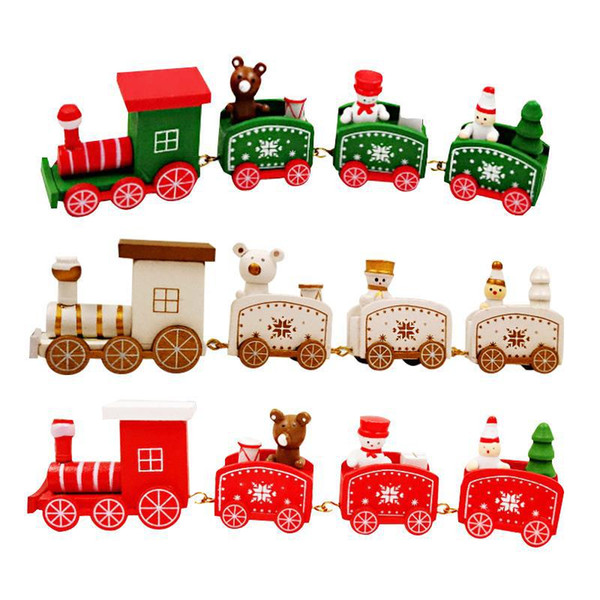 10PCS Wooden Christmas Train Carriage Wood Ornament Xmas Home Decoration Kids Room Decor Children Gift Toy 21X5cm