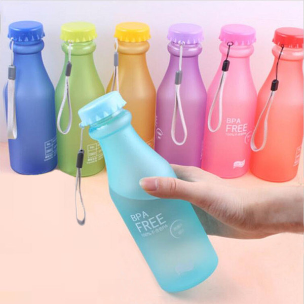 Candy Colors Unbreakable Frosted Plastic kettle 550mL Free Portable Water Bottle for Travel Yoga Running Camping