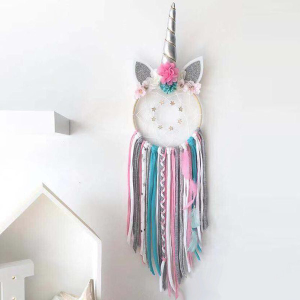 Home Decoration Unicorn Dream Catcher Girl Bedroom Wall Accessory Handmade Baby Shower Wedding Party Favor Supplies Gift