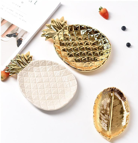 Ceramic Pineapple Serving Plate Jewelry display Tray Fruit Food Saucer Storage Dish Salad Snack Dessert Platter table decor pineapple dishes