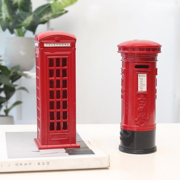 Telephone Model Piggy Bank Retro Crafts Money Box Red Metal Save Money Coin Piggy Bank Home decoration Creative London Souvenir