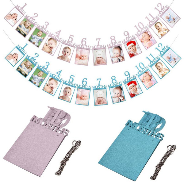 Photo folder Kids Birthday Gift Decorations 1-12 Month Photo Banner Display Flag for Cute Baby Monthly Photo Wall Drop Shipping