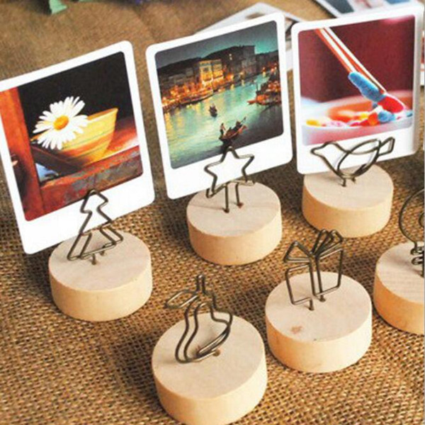 Creative round original wood wrought iron photo clip Memo Name Card note folder business card holder message folder