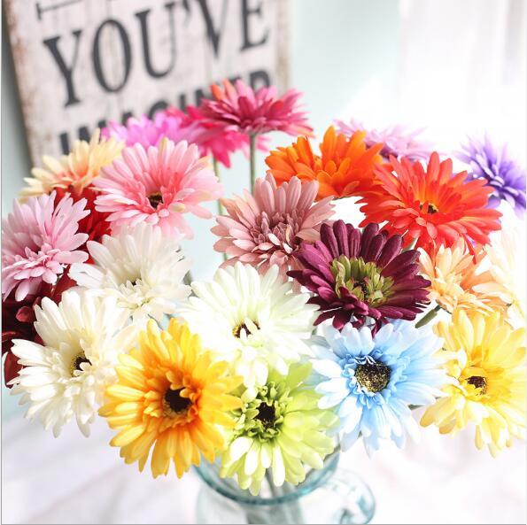 Artificial Sun Flower Gerbera officinalis Home Decoration Fake Flowers Simulation plant Bride holding flowers Wedding decorative flowers