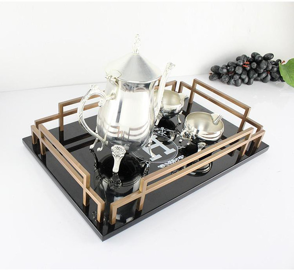 European creative home rectangular model room American style living room coffee table afternoon tea wooden tableware tray decoration