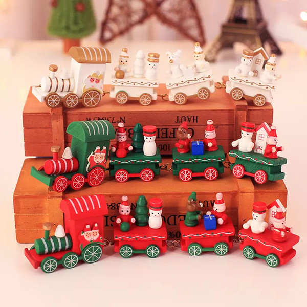 20PCS Wooden Christmas Train Carriage Wood Ornament Xmas Home Decoration Kids Room Decor Children Gift Toy 21X5cm DHL