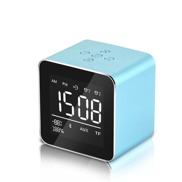 LED Alarm Clock FM Radio Portable Bluetooth Speaker Plug in Memory Cassette Display Alarm Clock Compatible Smartphone Audio & Makeup Mirror