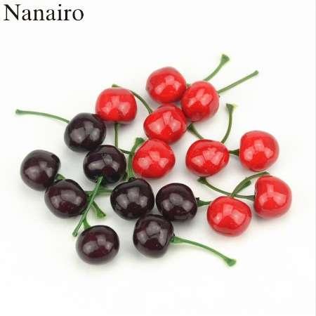 20Pcs Mini Simulation Small Cherry Foam Plastic Fake Artificial Fruit Model Party Kitchen Wedding Christmas Tree Decoration