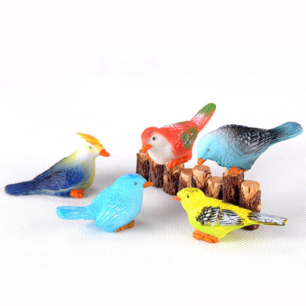 Creative Mini Resin Color Bird Small Animal Doll Ornament Miniature Fairy Gardening Accessory Succulent Plant Decorations DIY Zakka Material